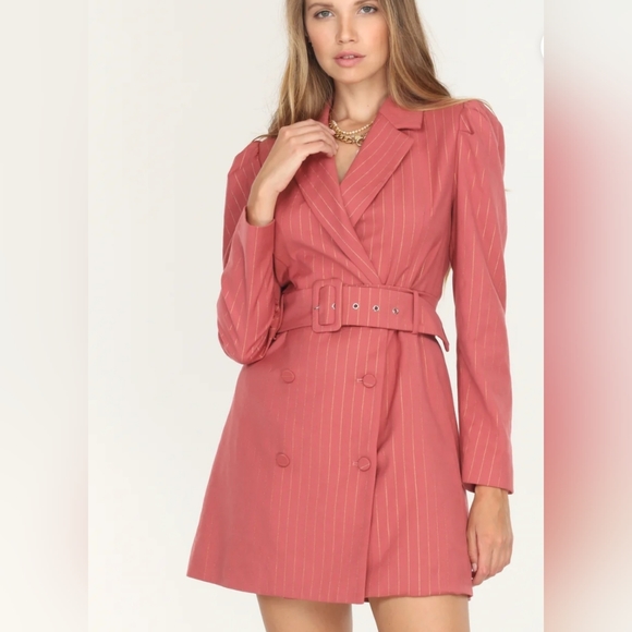 Adelyn Rae Kayla Pinstripe Blazer Dress - Picture 3 of 14